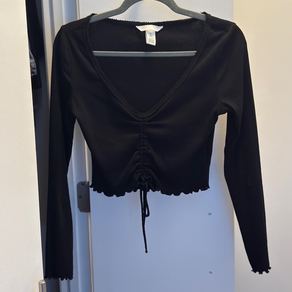 H&M Lace-Up Drawstring Crop Long Sleeve - Picture 1 of 7